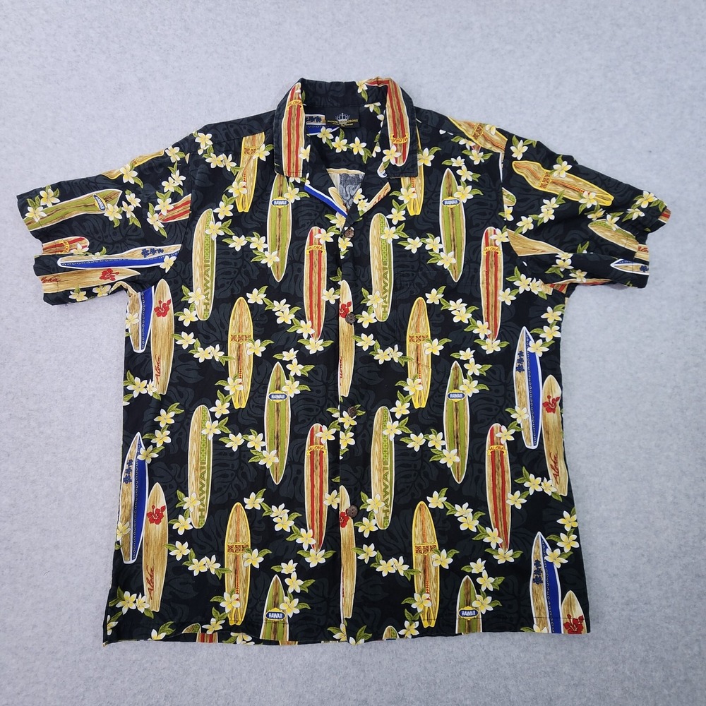 Royal Creations Hawaii Shirt Men's XL Cotton Relaxed Surfboard Print Aloha